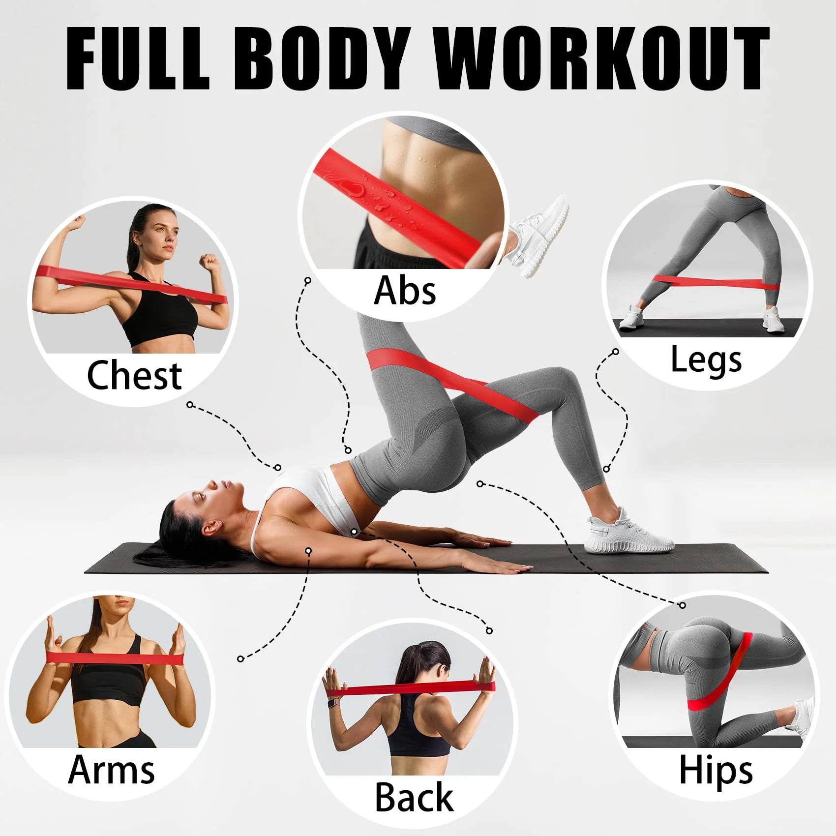 5 Levels Portable Fitness Workout Equipment Rubber Resistance Bands Yoga Gym Elastic Strength Pilates Crossfit Weight Sports